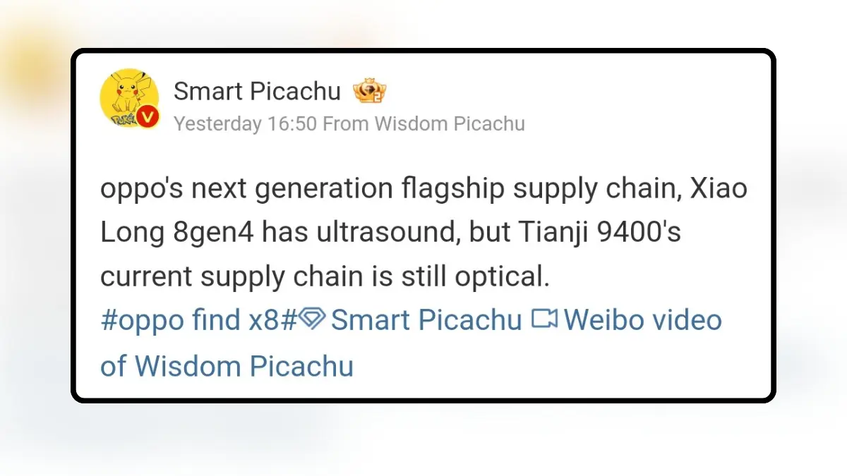 Oppo Find X8 Series Processor Leak - Smart Pikachu