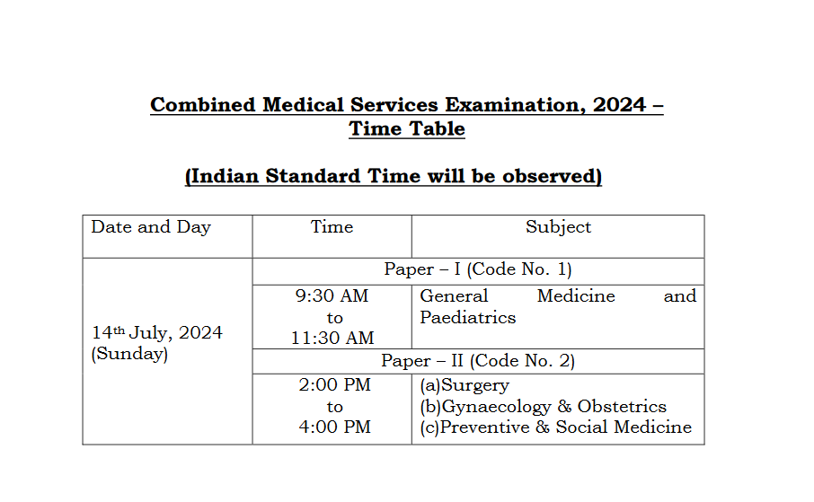 UPSC Exam 2024, UPSC Exam Time Table 2024, UPSC IES Exam Time Table